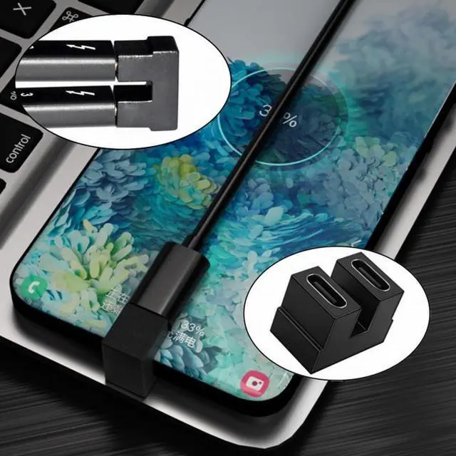 Alt view image 6 of 7 - 40Gbps USB4 Type C Female to Female Coupler Extender Power Data Video Adapter Opposite U Shape Back Angled for NS Switch Phone Laptop