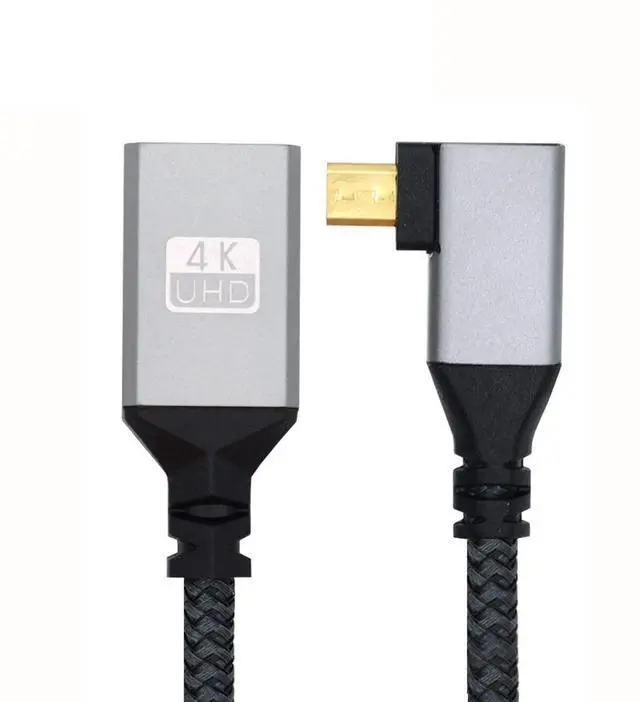 Main image of 4K Cable Type-D Micro HDMI 1.4 Male 90 Degree Right Angled to HDMI Female Extension Cable for DV MP4 Camera DC Laptop HDTV