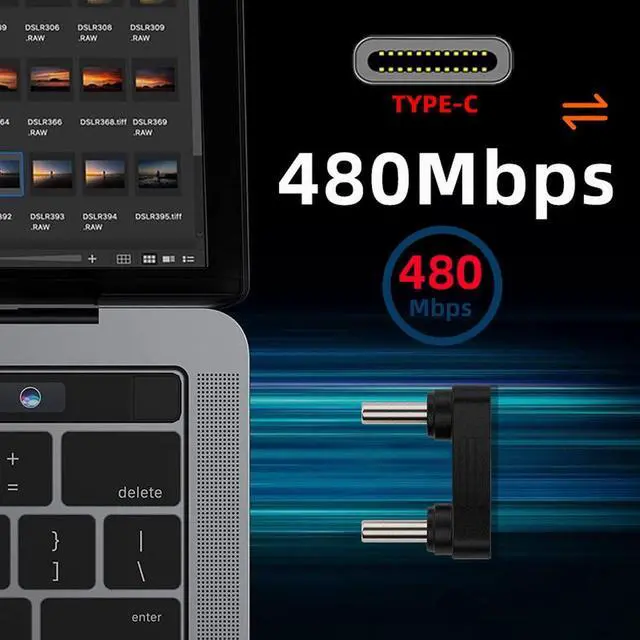 Alt view image 6 of 7 - 480Mbps USB-C Type C Male to Male Coupler Extender Power Data Adapter Opposite U Shape Back Angled for Power Bank Phone Laptop