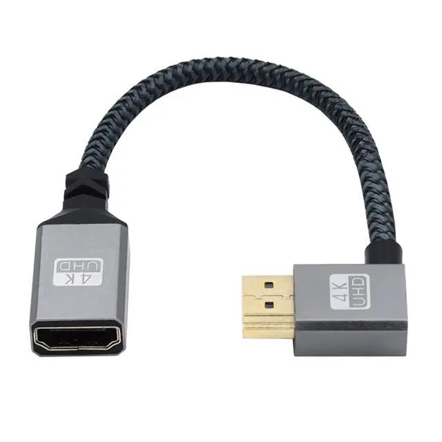 Alt view image 4 of 7 - 4K Cable Type-A Standard HDMI 1.4 Male 90 Degree Left Angled to HDMI Female Extension Cable for DV MP4 Camera DC Laptop HDTV