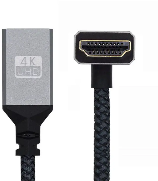 Main image of 4K Cable Type-A Standard HDMI 1.4 Male 90 Degree Down Angled to HDMI Female Extension Cable for DV MP4 Camera DC Laptop HDTV