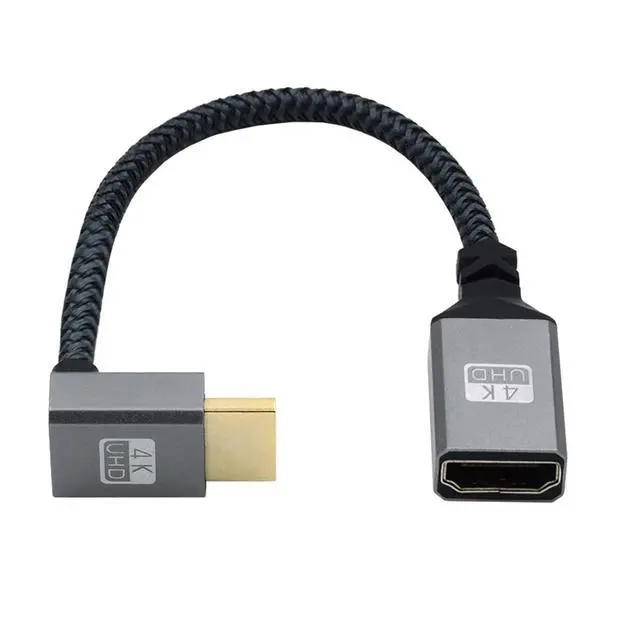 Alt view image 4 of 7 - 4K Cable Type-A Standard HDMI 1.4 Male 90 Degree Down Angled to HDMI Female Extension Cable for DV MP4 Camera DC Laptop HDTV