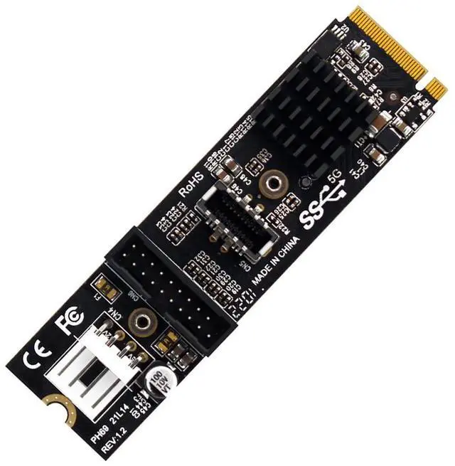 Main image of 5Gbps Type-E USB 3.1 Front Panel Socket IDC & USB3.0 20Pin to NVME M-Key Express Card VL805 Adapter for Motherboard