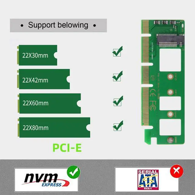Alt view image 2 of 7 - M-Key NVME AHCI SSD M.2 2280 to PCI-E 3.0 PCI Express 4.0 16x Horizontal Adapter for Desktop Motherboard