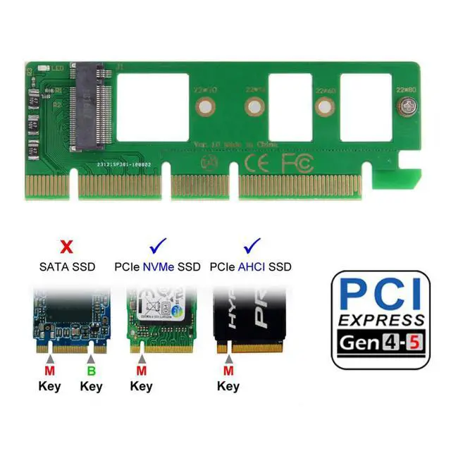 Alt view image 6 of 7 - M-Key NVME AHCI SSD M.2 2280 to PCI-E 3.0 PCI Express 4.0 16x Horizontal Adapter for Desktop Motherboard