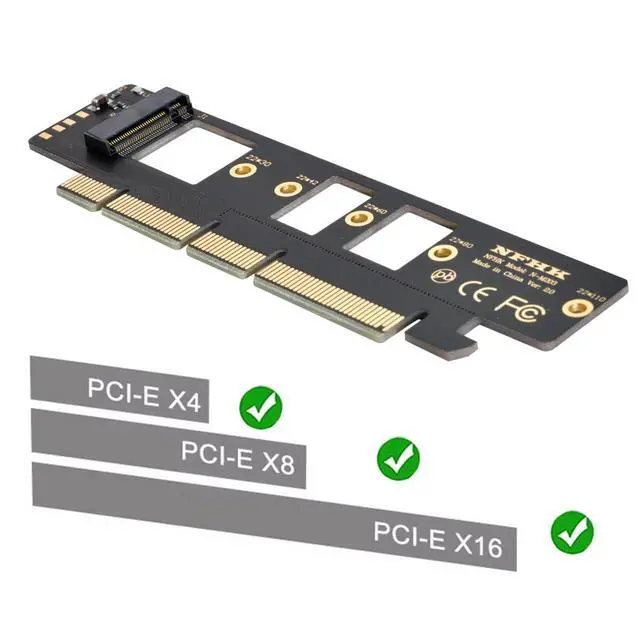 Alt view image 3 of 7 - M-Key NVME AHCI SSD M.2 22110 2280 to PCI-E 3.0 PCI Express 4.0 16x Horizontal Adapter for Desktop Motherboard