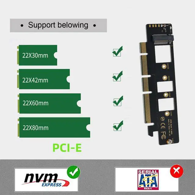 Alt view image 4 of 7 - M-Key NVME AHCI SSD M.2 22110 2280 to PCI-E 3.0 PCI Express 4.0 16x Horizontal Adapter for Desktop Motherboard