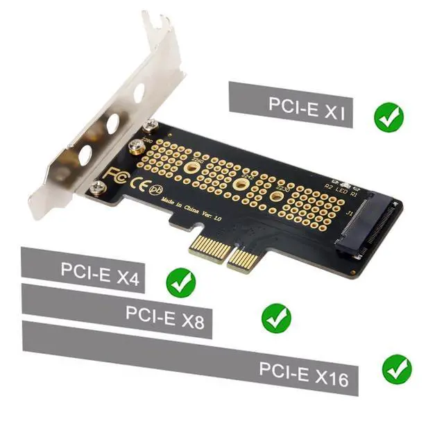 Alt view image 2 of 5 - M-Key NVME AHCI SSD M.2 2280 to PCI-E 3.0 PCI Express 4.0 1x Adapter with Bracket Low Profile for Desktop Motherboard