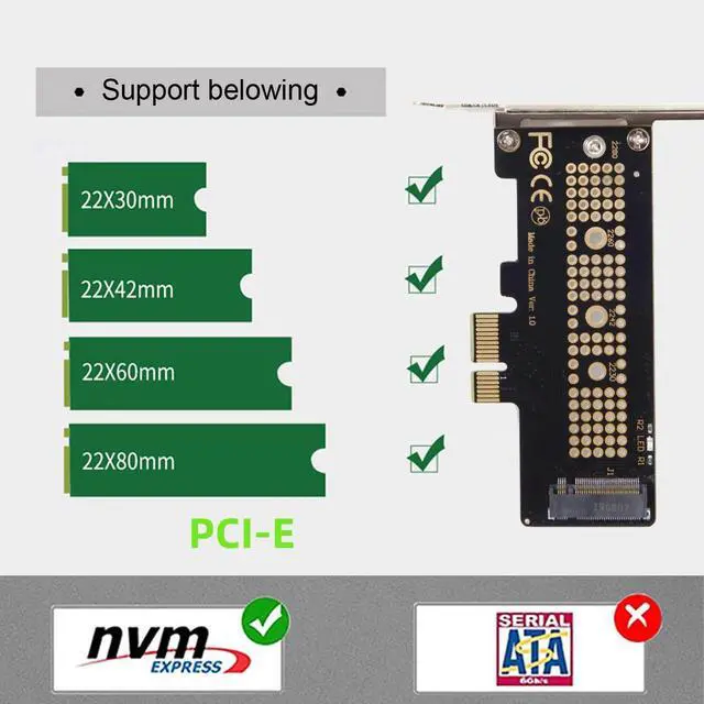 Alt view image 3 of 5 - M-Key NVME AHCI SSD M.2 2280 to PCI-E 3.0 PCI Express 4.0 1x Adapter with Bracket Low Profile for Desktop Motherboard