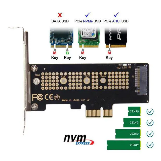 Alt view image 4 of 5 - M-Key NVME AHCI SSD M.2 2280 to PCI-E 3.0 PCI Express 4.0 1x Adapter with Bracket Low Profile for Desktop Motherboard