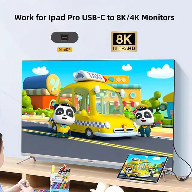 Alt view image 2 of 7 - USB4.0 USB-C Type-C Host to Mini Displayport Female Monitor Mini-DP Displays Short Cable Adapter 8K 60hz 4K for Laptop Phone
