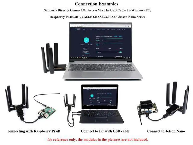 Alt view image 2 of 7 - 5G DONGLE Module Quad Antennas M.2(NGFF) Key B Interface, Compatible with 3042/3052, USB 3.1 Type A Port for Raspberry Pi/PC/Jetson Nano to Enable 5G Network wtih Aluminum Alloy Heatsink