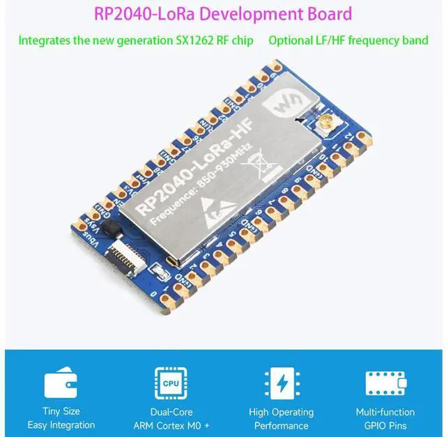 Alt view image 2 of 7 - RP2040-LoRa Development Board, Integrates SX1262 RF Chip, Long-Range Communication, Includes LoRa Board, Antenna 850~930 and IPEX to SMA Adapter Cable and USB Type-C Adapter Board and FPC Cable