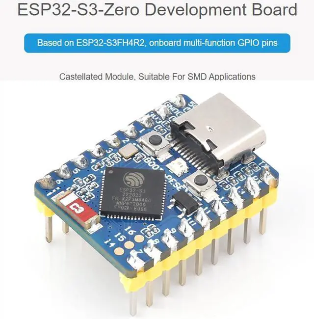 Alt view image 2 of 7 - 2PCS ESP32-S3 Mini Development Board with Pre-Soldered Header, Based on ESP32-S3FH4R2 Processor, 240MHz Running Frequency, Support 2.4GHz W-i-F-i & Blue-Too-th 5, Onboard 4MB Flash Memory
