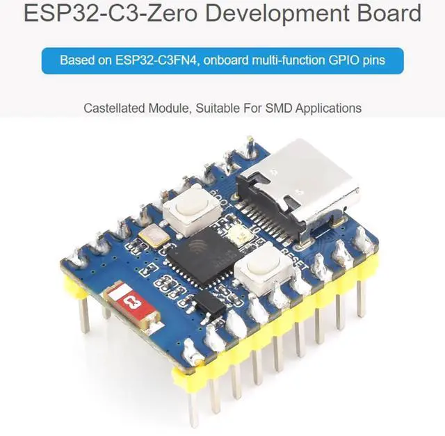 Alt view image 2 of 7 - 2PCS ESP32-C3 Mini Development Board with Pre-Soldered Header, Based on ESP32-C3FN4 Single-Core Processor 160MHz Running Frequency, Support 2.4GHz W-i-F-i & Blue-Too-th 5