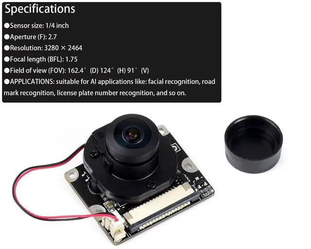 Alt view image 3 of 7 - Compatible with Jetson Nano Camera IMX219-160 8MP IR-Cut Infrared Night Vision, 162° FOV,for Raspberry Pi Compute Module CM3 / CM3+ / CM4 /Jetson Nano Developer Kit B01/2GB / Jetson Xavier NX