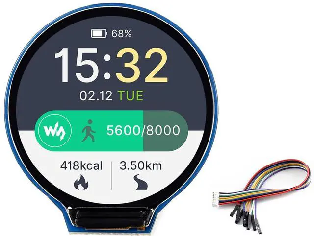 Main image of waveshare 1.28inch Round LCD IPS Display Module for Raspberry Pi 4B/3B+/3B/2B/Zero/Zero W/WH/Zero 2W/2WH, Jetson Nano, STM32, 240×240 Resolution 65K RGB Colors GC9A01 Driver SPI Interface