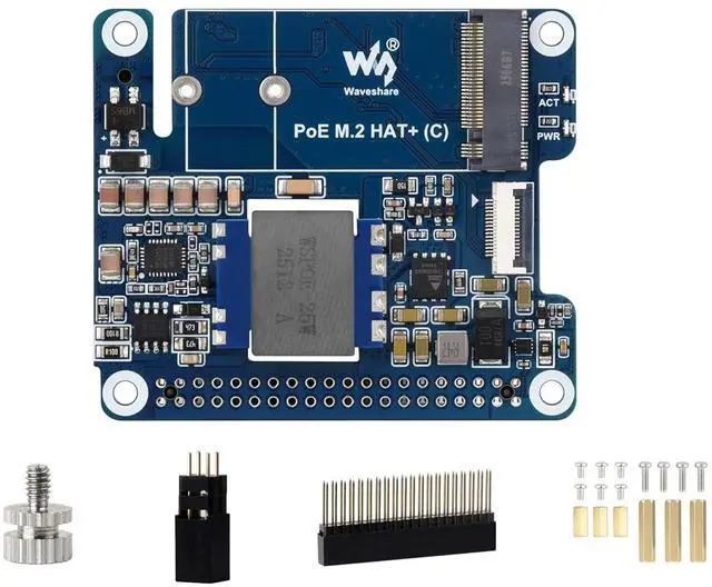 Main image of PCIe to M.2 Adapter with PoE Function (C) Compatible with Raspberry Pi 5, Supports NVMe Protocol 2230/2242 M.2 Solid State Drive, High-Speed Reading/Writing, 5V 5A (MAX) GPIO Header