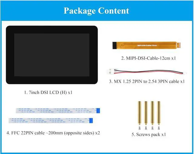 Alt view image 2 of 7 - 7inch DSI LCD Capacitive Touch Screen Compatible with Raspberry Pi 5/4B/3B+/3B/3A+/CM5/CM4/CM3+/CM3,ESP32-P4, RK3576, RK3506, 1280x720 Pixels, 10-Point Touch IPS Display, Anti-Fingerprint Process