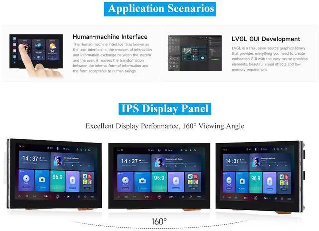 Alt view image 5 of 7 - ESP32-S3 4.3inch Display Development Board, 800x480 Pixel IPS LCD Screen, 32-bit LX7 Dual-Core Processor, Up to 240MHz Frequency, Onboard CAN RS485 I2C Interfaces, Support W F& BLE 5 (No Touch)
