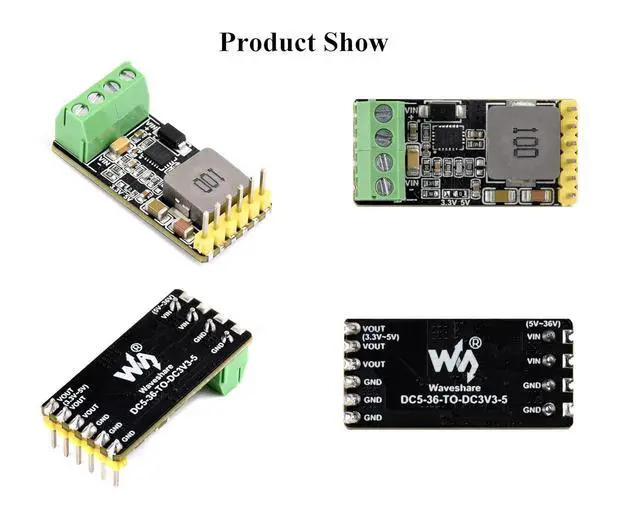 Alt view image 7 of 7 - DC-DC Buck Mini Module 5~36V Input Configurable 5V or 3.3V Output, up to 4A Output, 3.3V or 5V Step-Down Regulated Output, Selectable by Soldering Switching Resistor, with Header and Terminal