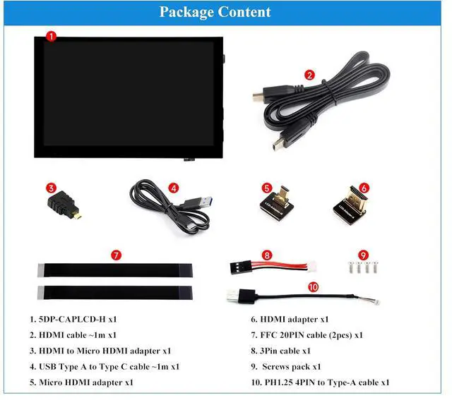 Alt view image 2 of 7 - 5inch IPS Touch Screen 1024x600 Compatible with Raspberry Pi 5/4B/3B+/3B/Zero W WH/Zero 2 W/Pico/Pico W/Jetson Nano/PC, Support Win 11/10/ 8.1/8 /7, 800cd/m² (Narrow-Bezel Capacitive Touch)