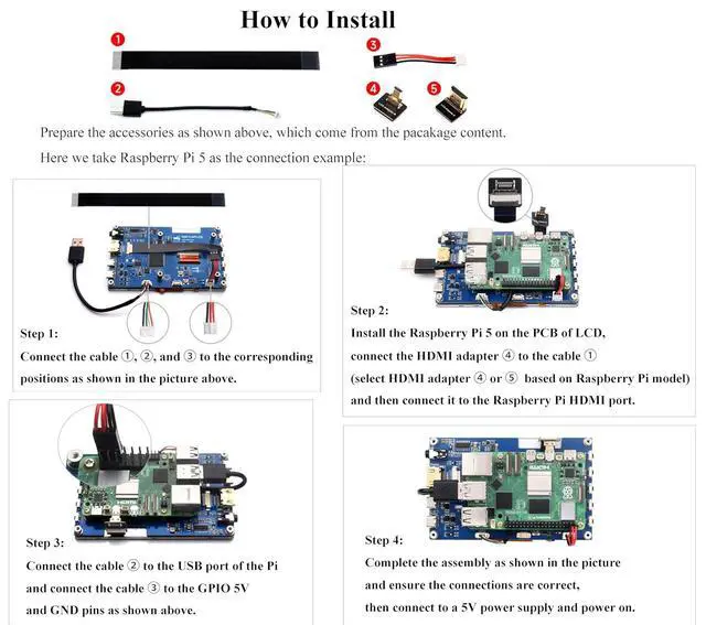 Alt view image 7 of 7 - 5inch IPS Touch Screen 1024x600 Compatible with Raspberry Pi 5/4B/3B+/3B/Zero W WH/Zero 2 W/Pico/Pico W/Jetson Nano/PC, Support Win 11/10/ 8.1/8 /7, 800cd/m² (Narrow-Bezel Capacitive Touch)