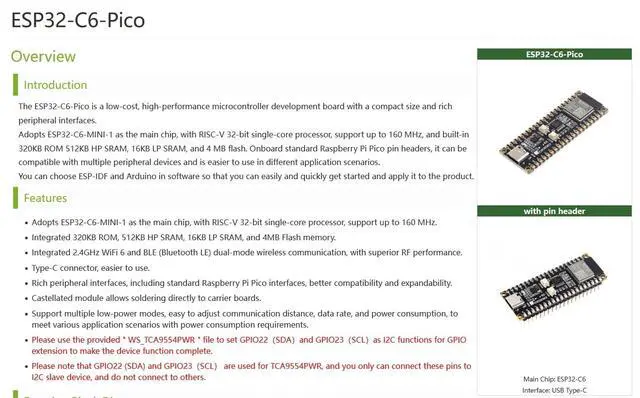 Alt view image 3 of 7 - ESP32-C6 Microcontroller W-i-F-i 6 Development Board ESP32-C6-MINI-1 Chip RISC-V 32-bit Single-core Processor 160MHz Support W-I-F-I 6 and BLE 5 Support Raspberry Pi Pico Expansion Board for AIoT