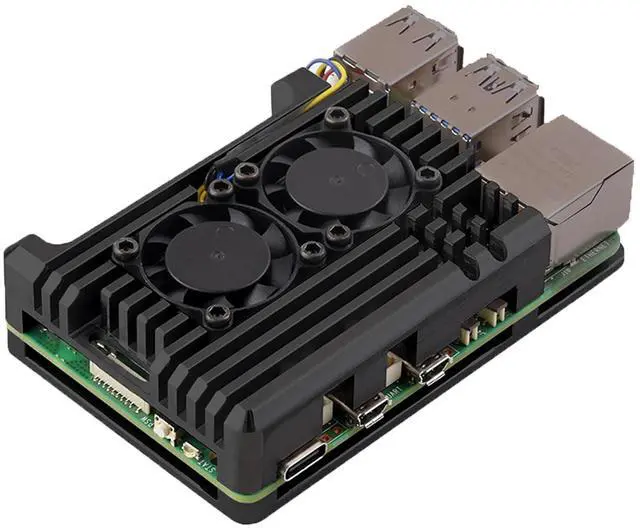 Main image of Aluminum Alloy Armor Heatsink Case for Raspberry Pi 5 8GB/4GB, Pi5 Aluminium Alloy Case with Dual Quiet Cooling Fans for Better Heat Dissipation