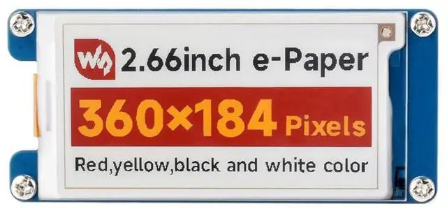 Main image of waveshare 2.66inch e-Paper Module 360x184 Pixels, Red/Yellow/Black/White Four Display Colors, SPI Interface Compatible with Raspberry Pi/Jetson Nano/Ardui/STM32, etc.