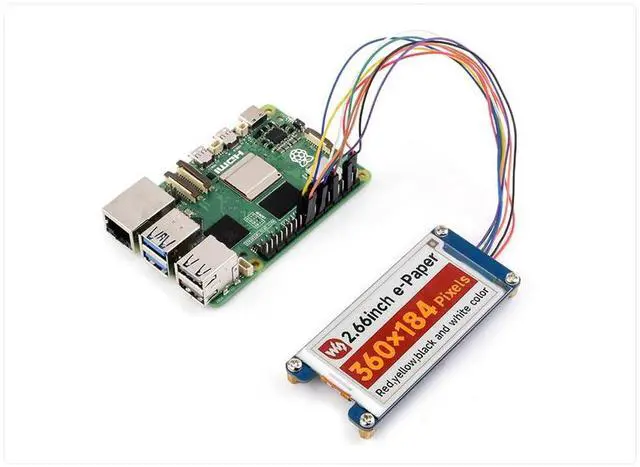 Alt view image 6 of 7 - waveshare 2.66inch e-Paper Module 360x184 Pixels, Red/Yellow/Black/White Four Display Colors, SPI Interface Compatible with Raspberry Pi/Jetson Nano/Ardui/STM32, etc.
