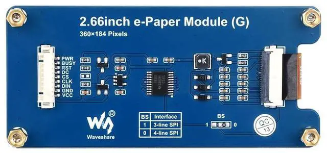 Alt view image 5 of 7 - waveshare 2.66inch e-Paper Module 360x184 Pixels, Red/Yellow/Black/White Four Display Colors, SPI Interface Compatible with Raspberry Pi/Jetson Nano/Ardui/STM32, etc.