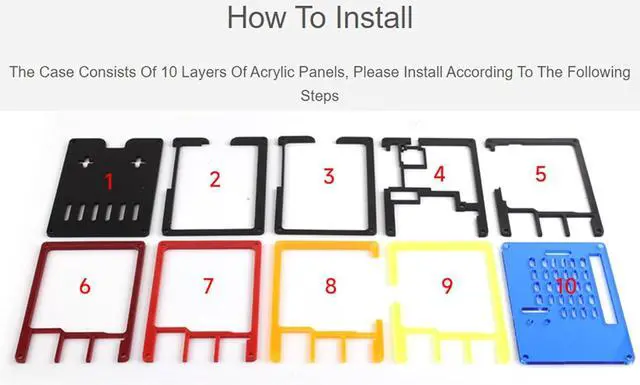 Alt view image 6 of 7 - Rainbow Acrylic Case for Raspberry Pi 5, Colorful Translucent Acrylic Case, Supports Installing Official Active Cooler Nice Looking Dustproof