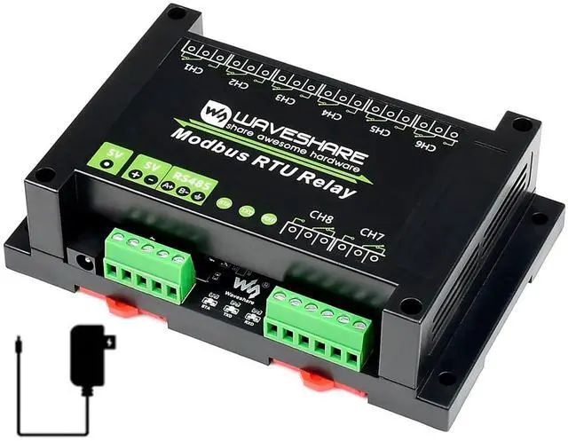 Main image of Waveshare Industrial Modbus RTU 8-Ch Relay Module with RS485 Bus, Multi Isolation Protection, 5V Voltage