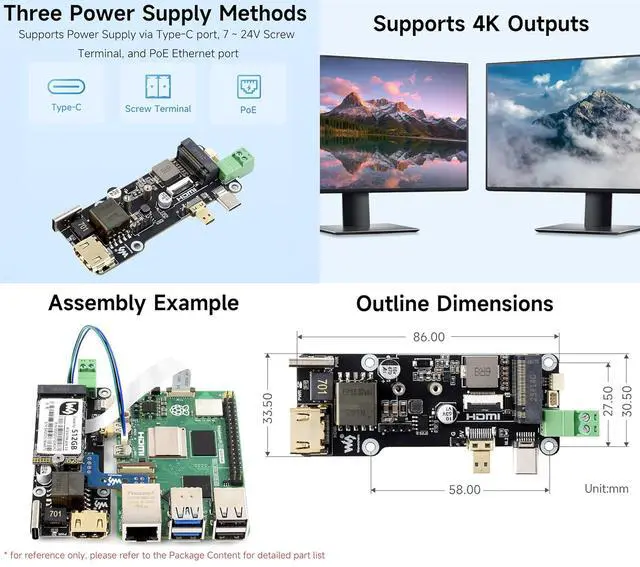 Alt view image 5 of 5 - PCIe to M.2 Multifunctional Adapter (E), Supports RPi 5, 4K Output