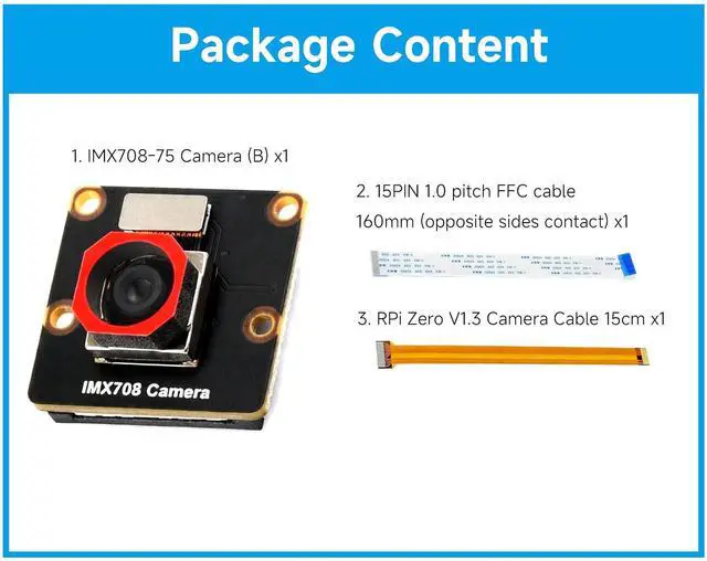 Alt view image 2 of 7 - IMX708 12MP Pixels Autofocus Camera,79.8°FOV, Compatible with Raspberry Pi