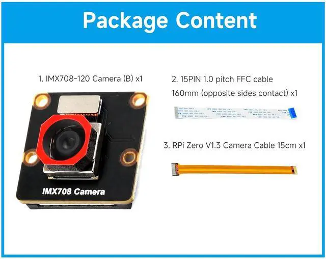 Alt view image 2 of 7 - IMX708 12MP Pixels Autofocus Camera,120°FOV, Compatible with Raspberry Pi