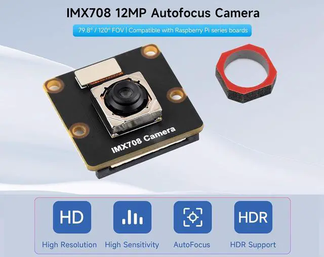 Alt view image 3 of 7 - IMX708 12MP Pixels Autofocus Camera,79.8°FOV, Compatible with Raspberry Pi