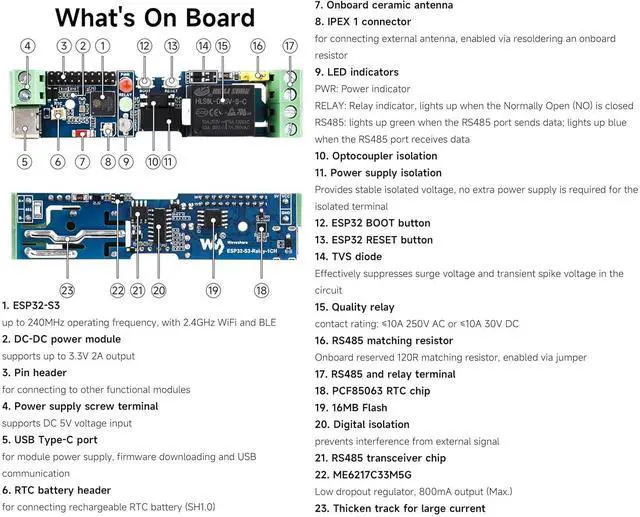 Alt view image 5 of 7 - Industrial 1-Channel ESP32-S3 Wi-Fi Relay Module, Uses the External Antenna