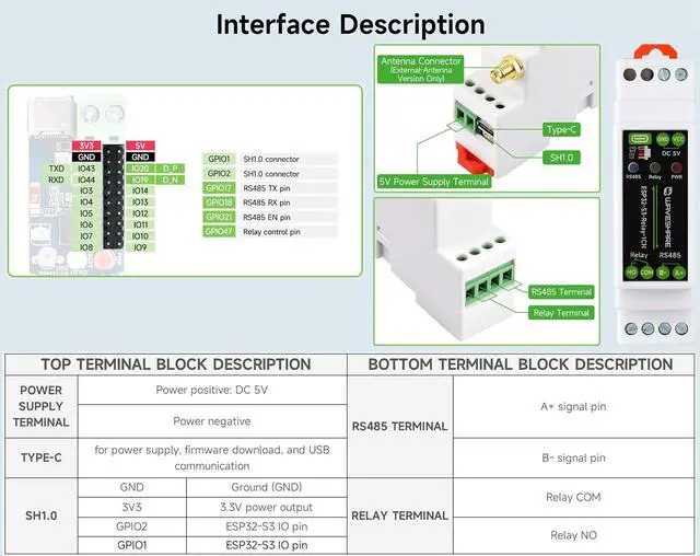 Alt view image 6 of 7 - Industrial 1-Channel ESP32-S3 Wi-Fi Relay Module, Uses the External Antenna