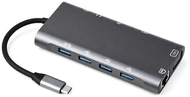 Main image of USB-C 11-in-1 Hub, RJ45 100Mbps, 100W PD Input, 4K HDMI Port