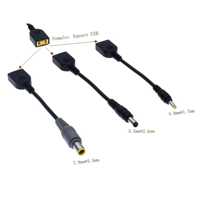 Alt view image 3 of 3 - JMT DC 7.9 x 5.5mm Round Jack to Square USB Plug Converter Laptop Power Adapter Connector Cable Compatible for Lenovo ThinkPad IBM Charger (15cm,4.0x1.7mm Male-USB Female)