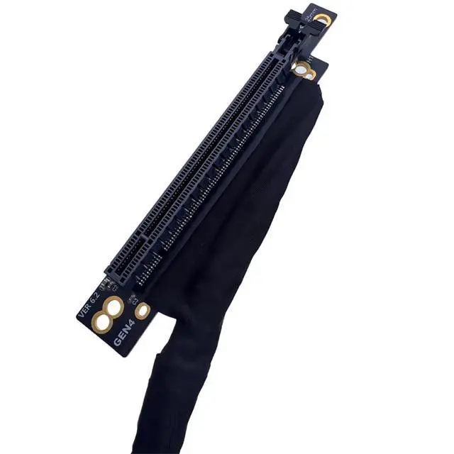 Alt view image 7 of 7 - JMT PCIE 4.0 X16 Extension Cable 32GBS GEN4 Braided Mesh Harness Riser for AI Server Graphics Card Bendable GPU Adapter (30cm,16AD4 Right to Left)