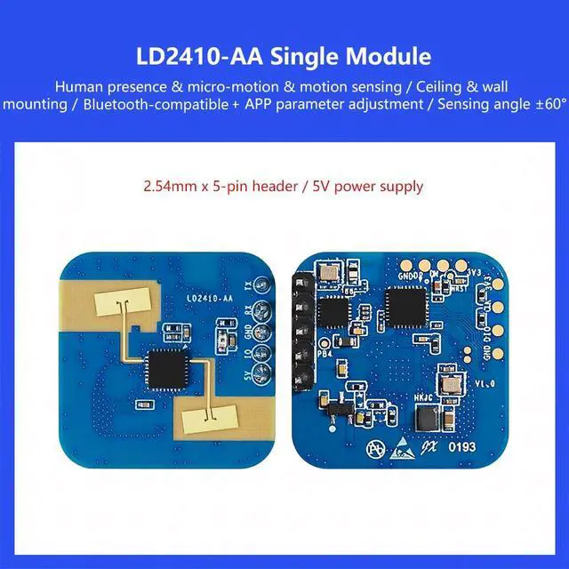 Alt view image 2 of 7 - JMT HLK-LD2410-AA 24G Human Presence Sensor Smart Home Module up to 9m, Physical Activity· Slight Movement ·Rest Measurement (Single Module)