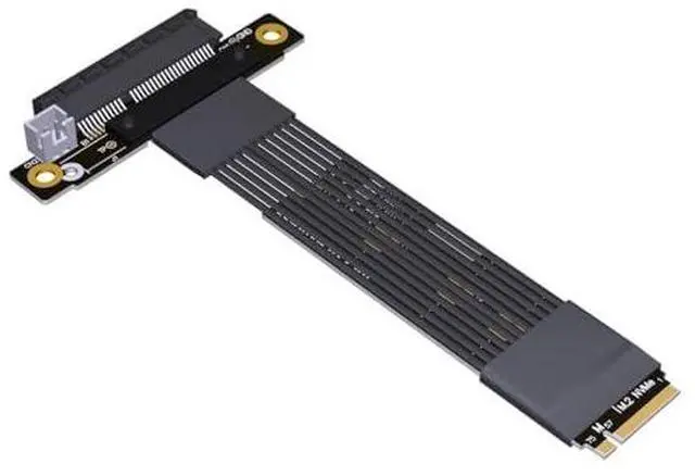 Main image of JMT ADT-K42ST M.2 NVMe to PCIe5.0 x4 Signal Extension Cable 128 Gbps High Speed Silver-Plated Wire with SATA Power Adapter (K42ST-BK,30cm)