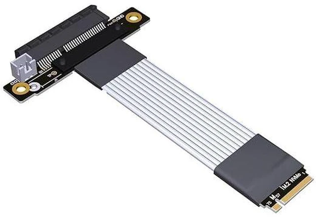 Main image of JMT ADT-K42ST M.2 NVMe to PCIe5.0 x4 Signal Extension Cable 128 Gbps High Speed Silver-Plated Wire with SATA Power Adapter (K42ST-SI,15cm)