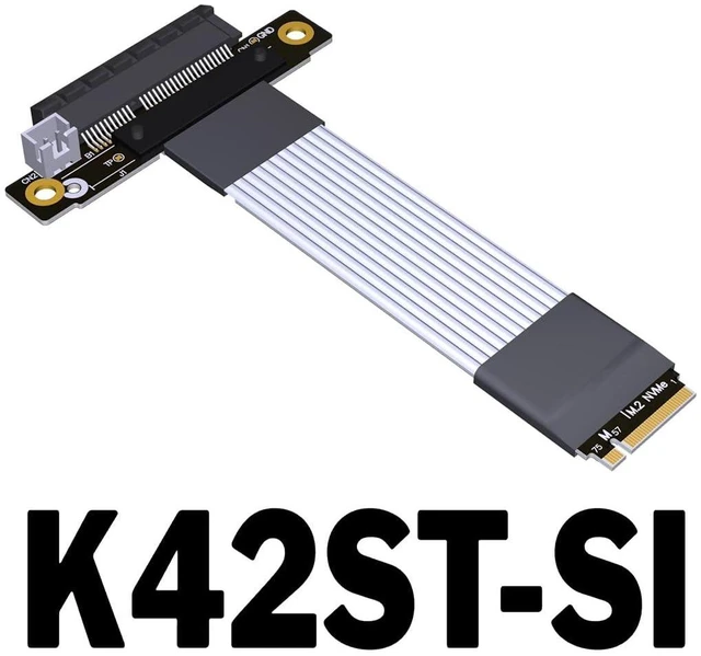 Alt view image 2 of 7 - JMT ADT-K42ST M.2 NVMe to PCIe5.0 x4 Signal Extension Cable 128 Gbps High Speed Silver-Plated Wire with SATA Power Adapter (K42ST-SI,15cm)