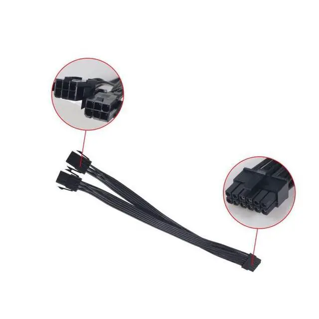 Alt view image 5 of 7 - JMT Dual PCIe 6/8 Pin Female to Mini 12 Pin Male GPU Power Adapter Cable Compatible with NVIDIA GeForce RTX 30 Series RTX 3080 RTX 3090 GPU (Double 6Pin)