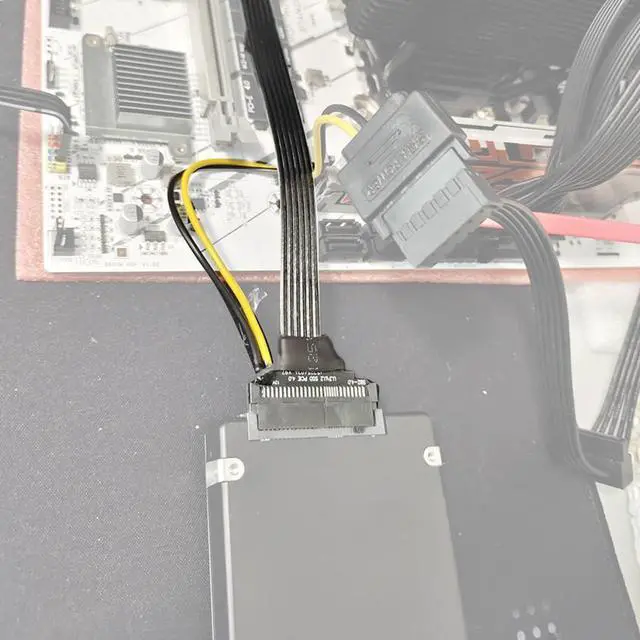 Alt view image 6 of 7 - JMT PCIE 4.0 M.2 to U.2 U.3 SSD Adapter Cable GEN4 High Speed with SATA Power Supply Compatible with?M2 NVME 2230 2242 2260 2280 SSD (20cm-M5ABZ)