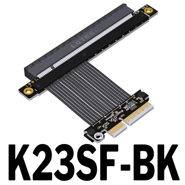 Alt view image 2 of 5 - ADT-K23S PCIe 5.0 x4 to x16 Graphics Card Extension Cable 128Gbps High-Speed Flex Adapter, Reversible Support 1U Extension (K23SF-BK,15CM)